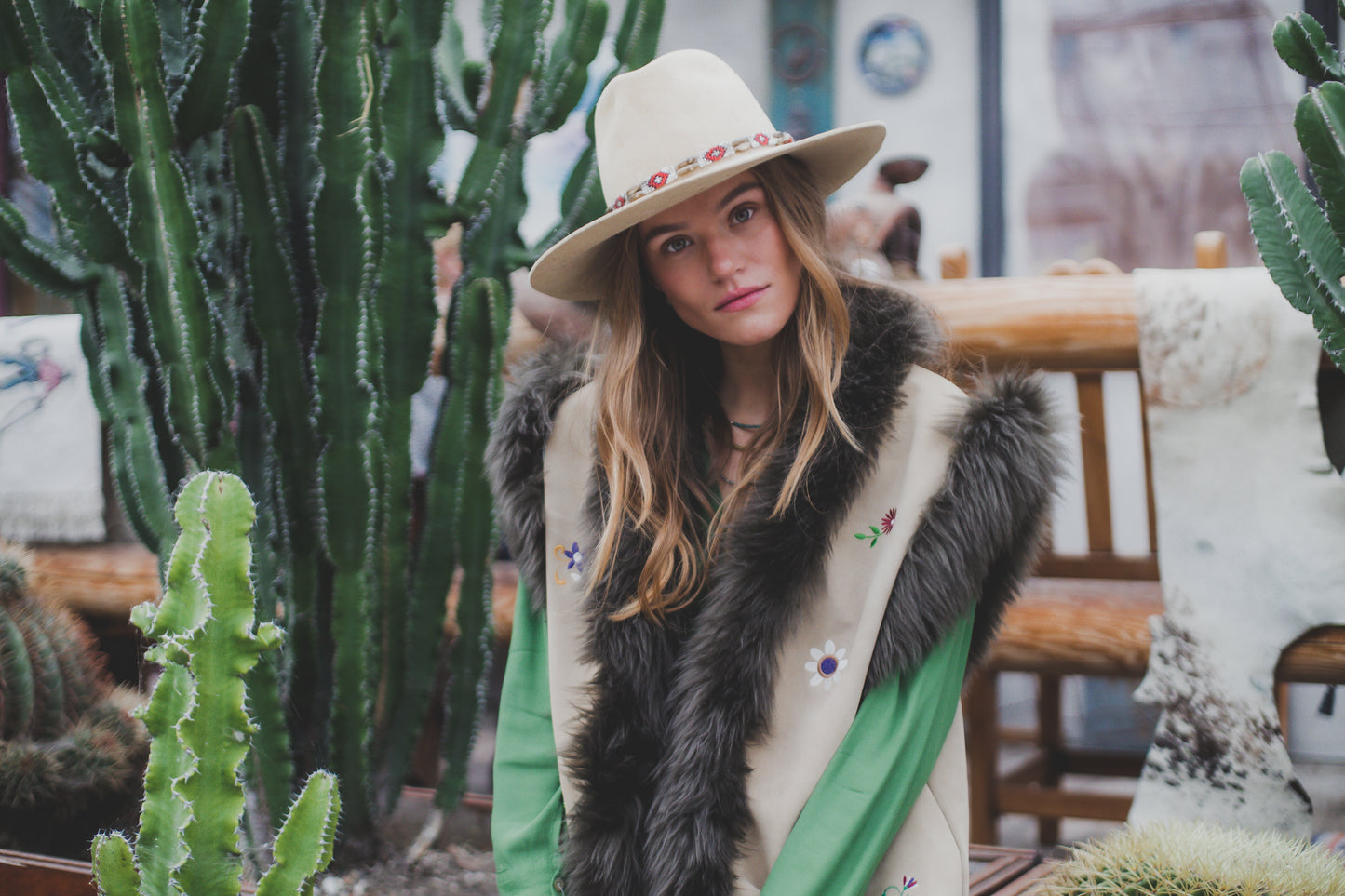 One Of A Kind Gilet | Embroidered Beige Multi