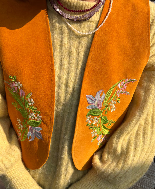 One Of A Kind Gilet | Flowery Orange