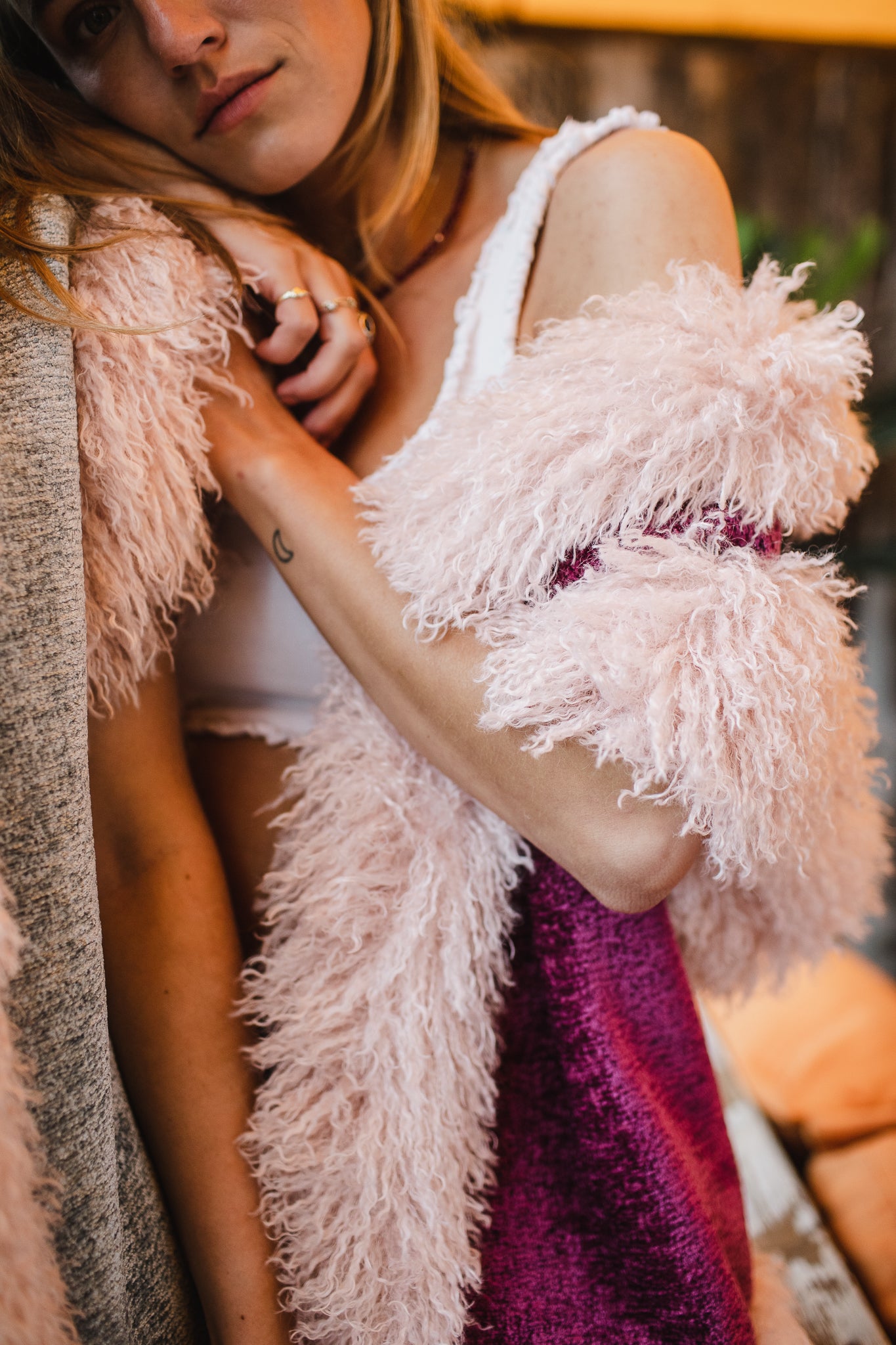 Dark Rose Gilet | Pale Pink